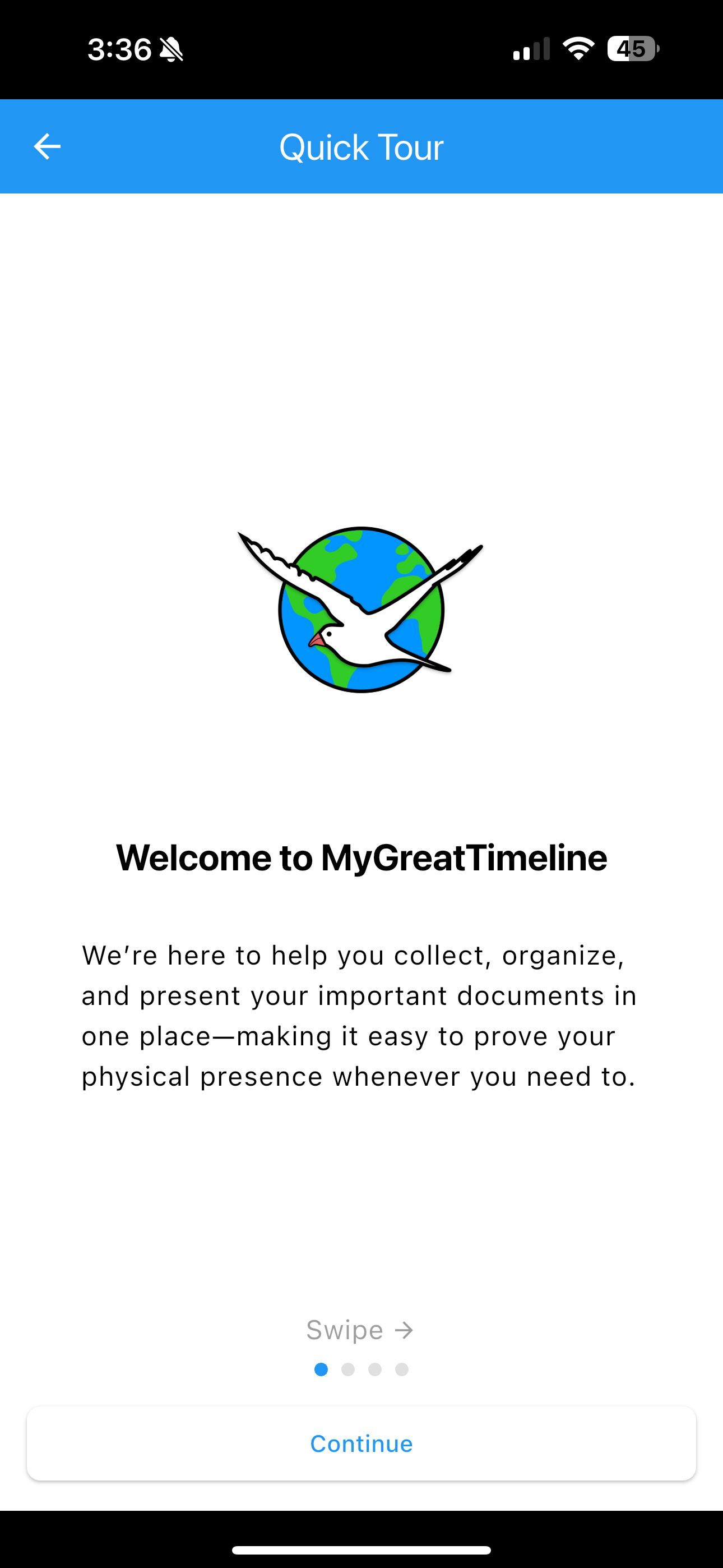 MyGreatTimeline App Screenshot